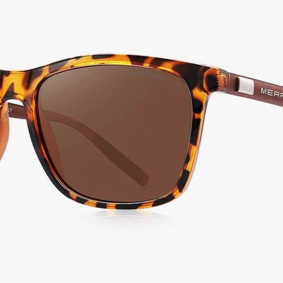 MERRY’S Unisex Polarized Aluminum Sunglasses Leopard Frame Brown Lens & Temples - Picture 2 of 12